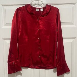 Talbots kids Red Satin Button-Up Blouse